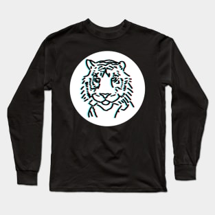 Tiger Face Portrait Glitch Long Sleeve T-Shirt